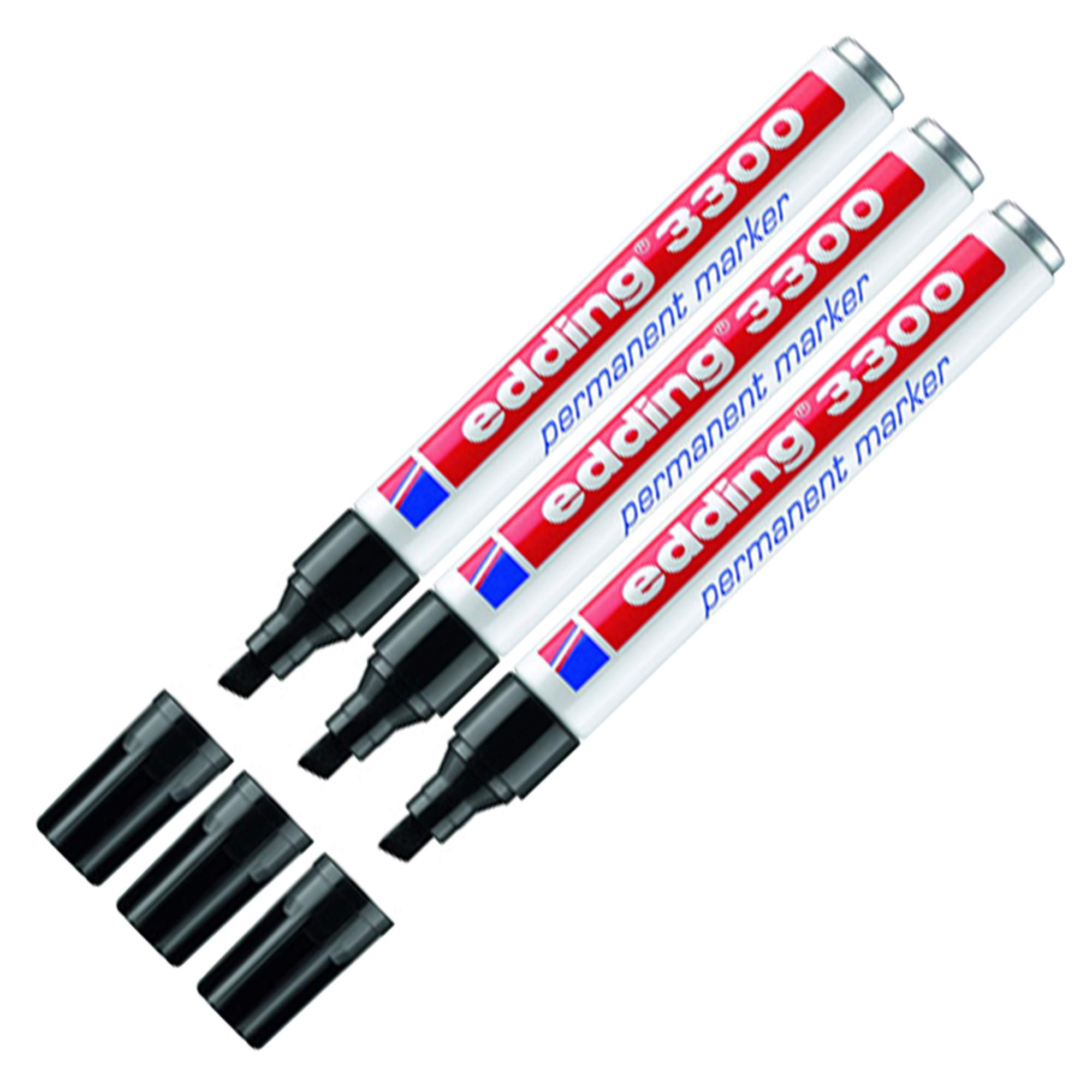 Edding 3300 Permanent Marker Refillable 1-5 mm, 1 - 5 mm, 3x Black, 3