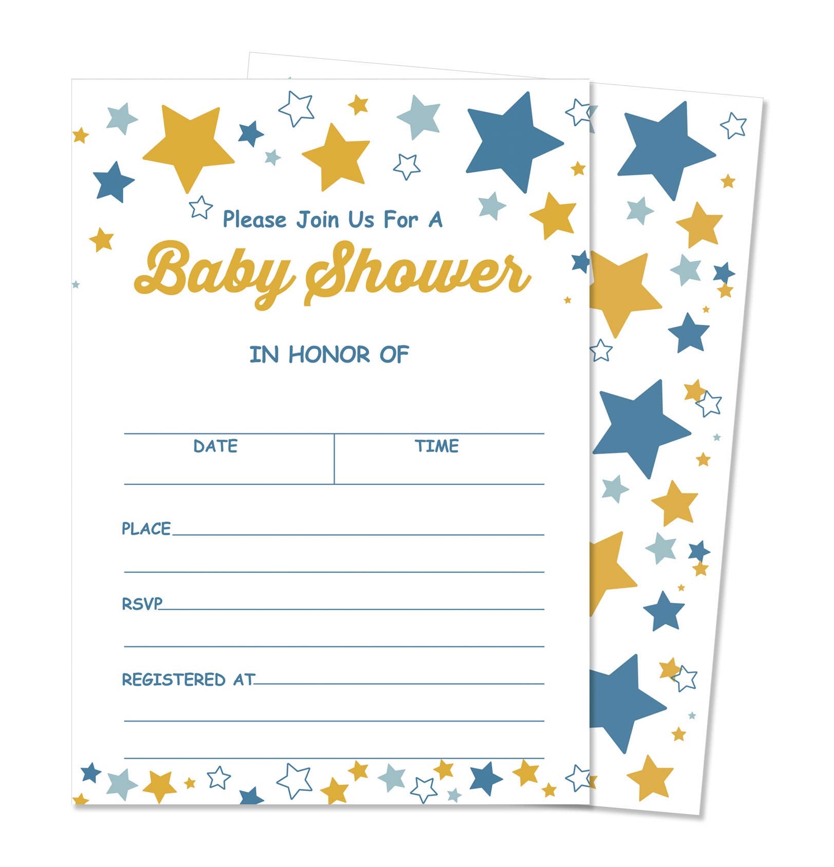 Inkdotpot 30 Fill In Style Baby Shower Invitation Cards Gender Neutral Twinkle Twinkle Little Star Blank Invites