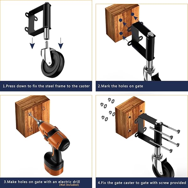 RONLAP GATE CASTER WHEELS SPRING LOADED FOR WOODEN METAL TUBE SWING FENCE GATES HEAVY DUTY OUTDOOR FARM GATE ROLLER, 250LBS, UPGRADED 5 INCHES, 2 PACK