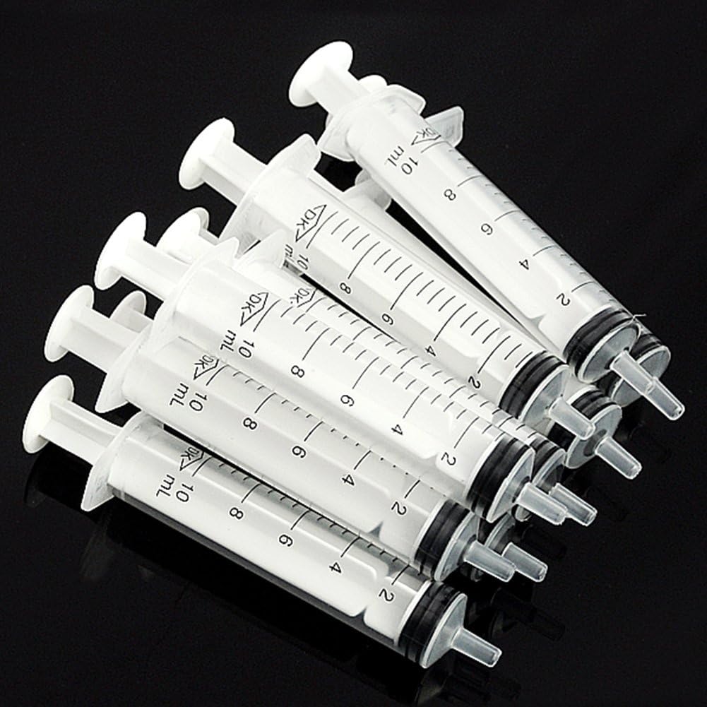 MOS S&MO 10mL Plastic Hydroponics Analyze Disposable Measuring Nutrients Syringe-10 Pcs
