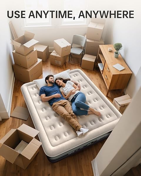 OHGENI KING SIZE AIR MATTRESS, FAMILY CHOICE AWARD WITH BUILT IN PUMP, IDEAL ALTERNATIVE TO A BED, 18” COMFORTABLE BLOW UP COLCHONES INFLABLES MATTRESS FOR HOME, GUESTS, PORTABLE AIR BED, 700 LBS