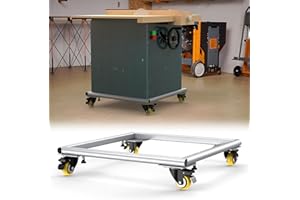 AUH Universal Rolling Mobile Base,Heavy Duty Adjustable Mobile Power Tool Base 25" x 25" to 38" x 38", with Swivel Wheels, for Woodworking Equipment,Bandsaw, Power Tools, Machines 650 LBS Capacity