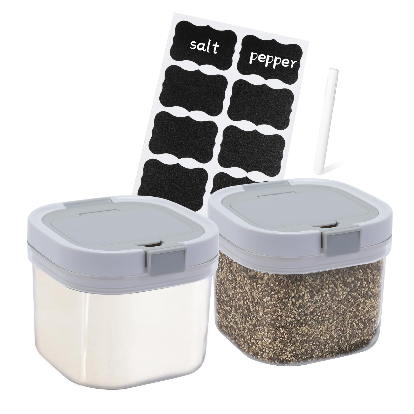 Photo 1 of 27oz Condiment Jar Salt Container,Set of 2 Seasoning Containers,Airtight Spice Containers Jars with Spoon,Sugar Salt and Pepper Container,Kitchen Sontainers for Countertop, Sugar Bowl,Spice,Sauce