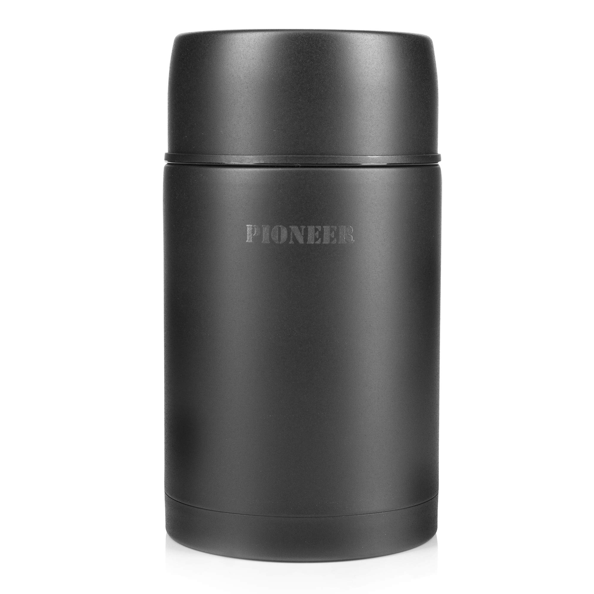 Pioneer Vacuum Insulated Leakproof Soup/Food Flask, 8 Hours Hot 24 Hours Cold, Black, 1000 ml