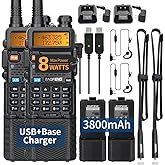 BAOFENG UV-5R 8W Ham Radio Long Range Dual Band Portable High Power 3800mAh Rechargeable Walkie Talkies Handheld Two Way Radi