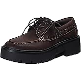 AUPEWEL Women's Oxford Shoes Lace-Up Design with Low Platform Heel Non-Slip Sole for Versatile Wear Easy Match Footwear