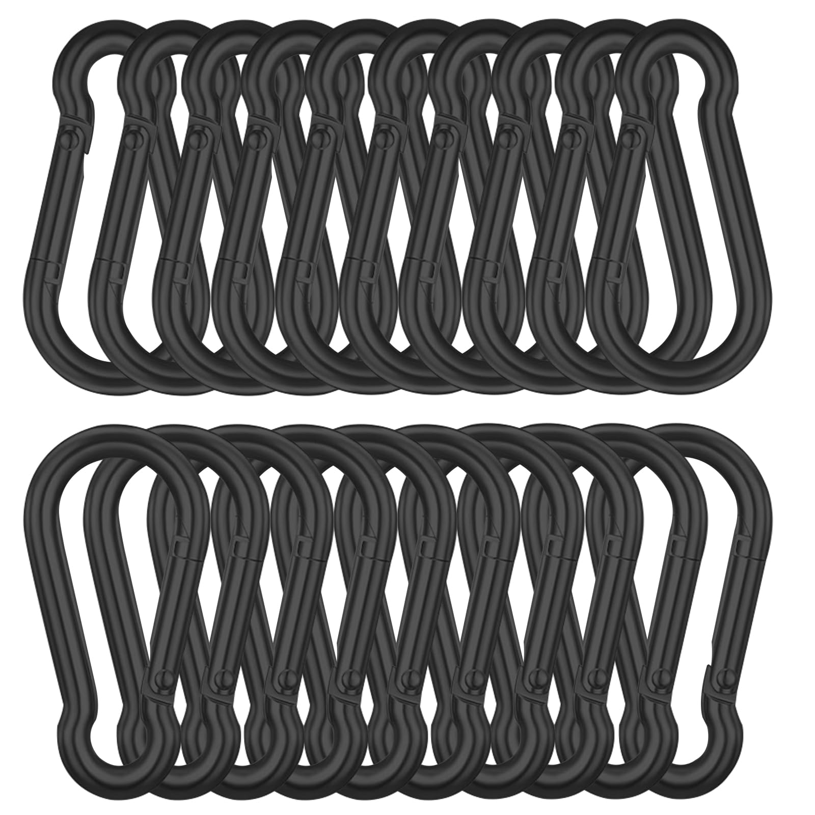 EVADOW 20PCS 80MM Heavy Duty Spring Snap Hook, M8 5/16" Galvanized Steel Snap Hook Carabiner Quick Link Carabiner Clip, 226KG Holding Capacity Quick Link Keychain for Swing Hammock Gym Outdoor-Black