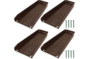 CHICKVILLA Gutter Downspout Splash Block,16.3"Drain Gutter Guard Diverter,Gutter Downspout Extensions for Water Drainage, Fixable Down Spout Drain Trays,Drainage to Protect House Foundations (4PC Brown)