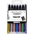 Zebra Pen Metallic Brush Pen, Medium Point, Pigment Ink, Assorted Colors, 7-Pack (01607)