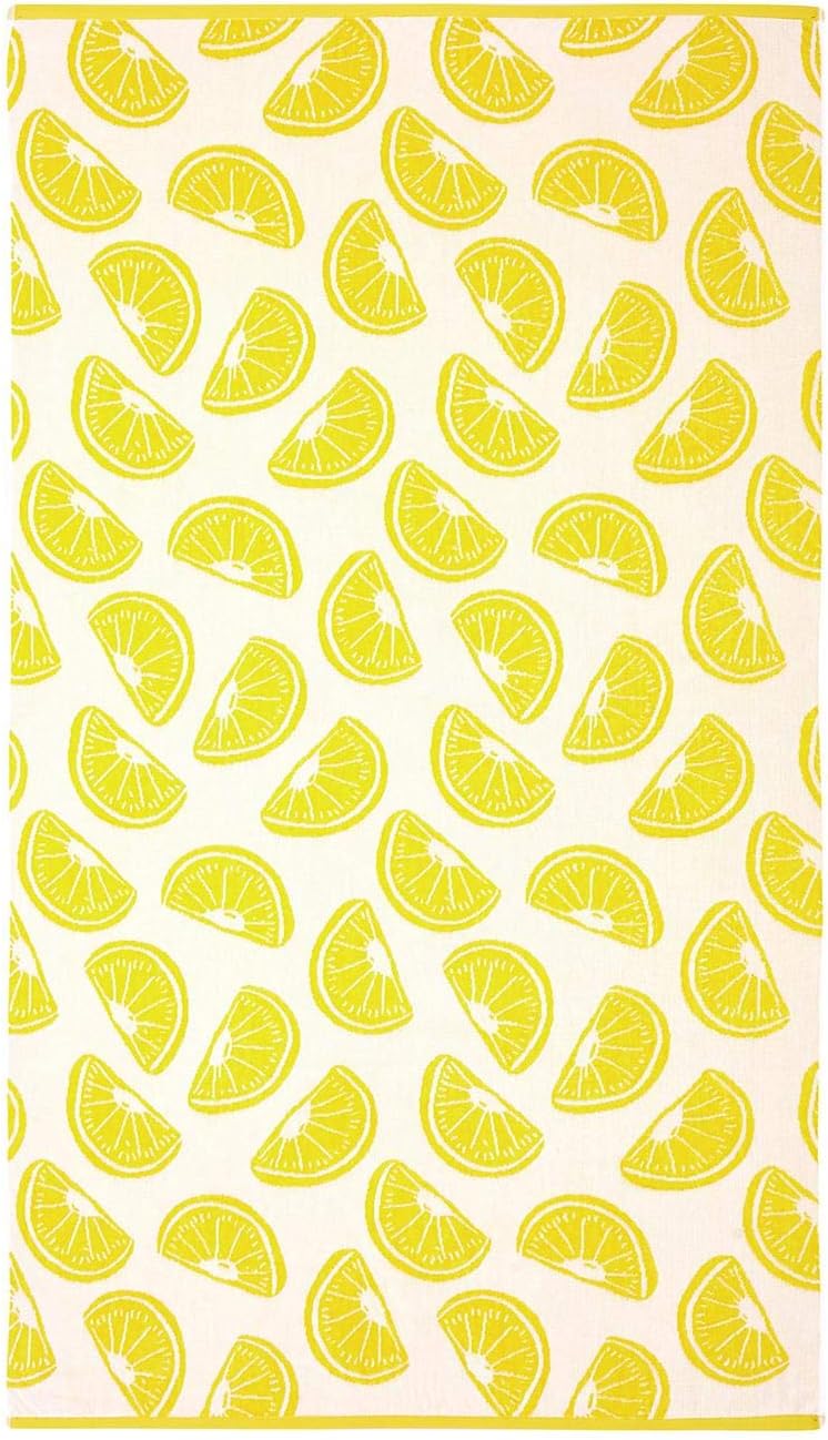 Christian Siriano Designer | Premium Extra Absorbent Jacquard Beach Towels | Oversized 40" x 72" (Lemon)