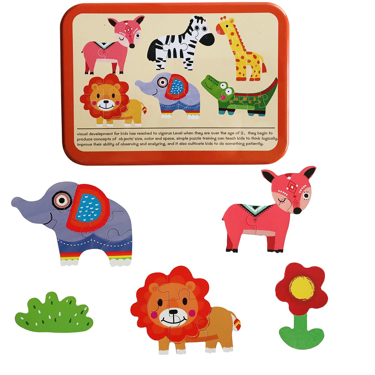 Humars Puzzle Games 6-In-A-Box! My First Animal Puzzle Set Wooden Jigsaw Puzzles For Boy & Girl Toddlers