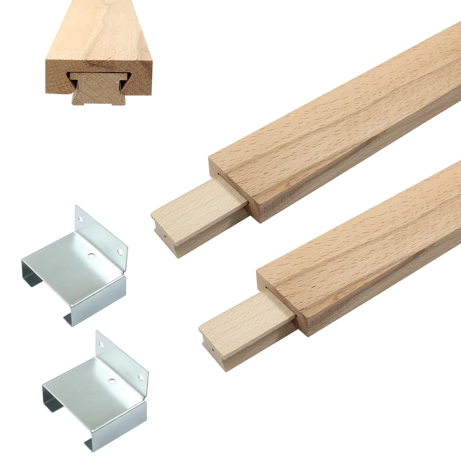 Photo 1 of Rierdge 6pcs Wooden Drawer Slides, 14”/35cm Wood Center Mount Guide Track Replacement Part