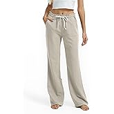 SEVEGO Tall Women Casual Linen Pants 30"/32"/34"/36" Inseam Drawstring Smocked Waist Beach Summer Trousers with Pockets