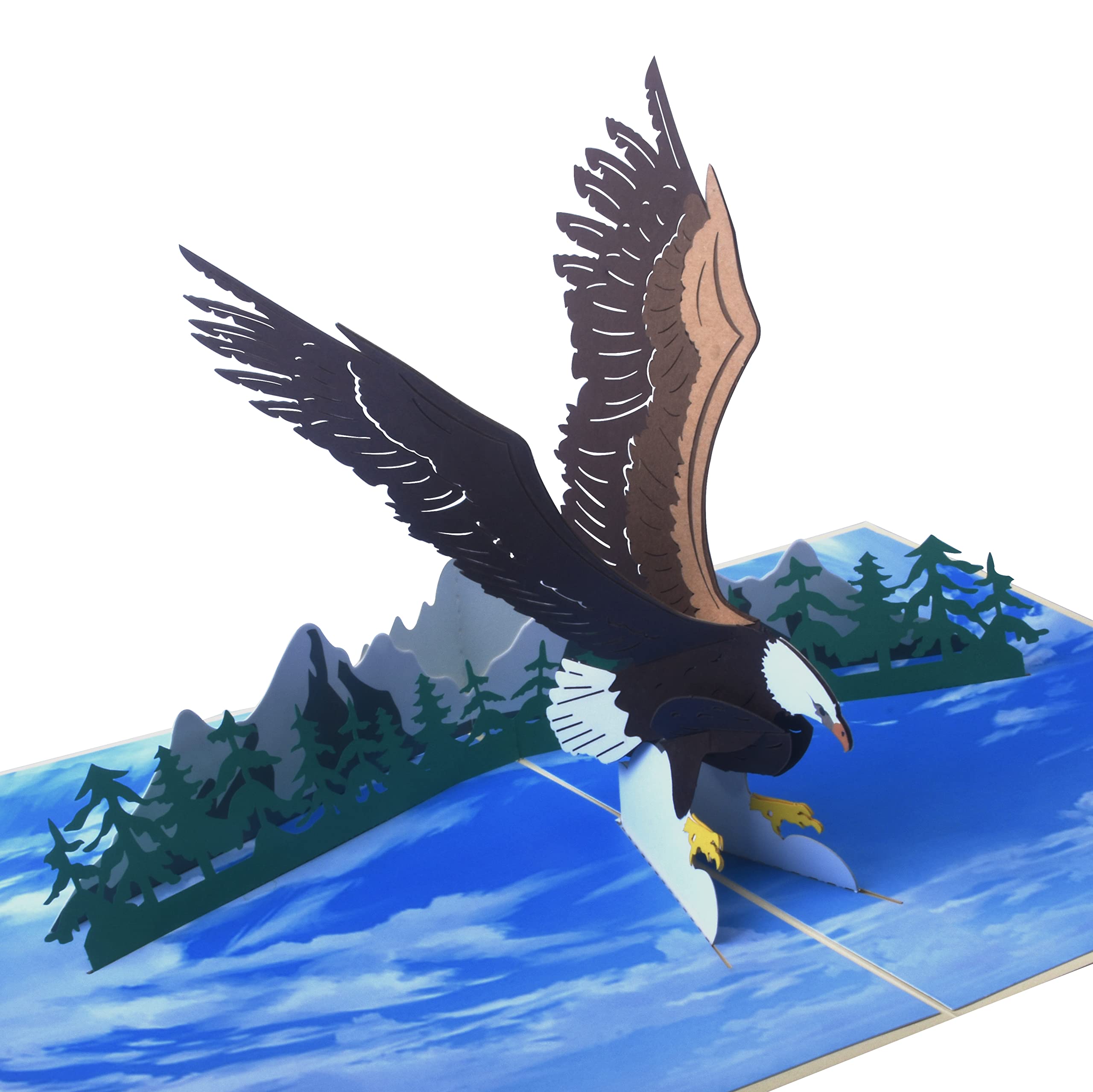 Iskueal Flying Eagle Pop Up Birthday Card, Fathers Day Card, 3D Greeting for son husbend friends Congratulations Retirement, Eagle Scout Gifts With Envelope and Note Card 5" x 7"