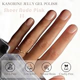 Kanorine Sheer Light Pink Gel Nail Polish 15ML Jelly Milky Pink White Peach view 4