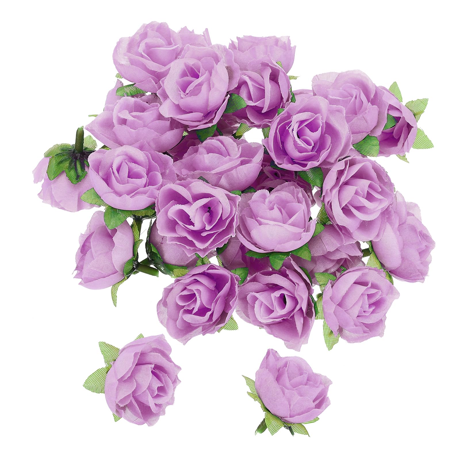 PATIKIL Mini Rose Artificial Flowers Bulk 1.2 Inch, 50 Pcs Silk Cloth Small Fake Flower Heads for Wedding Crafts Home Decor Decoration Party, Purple