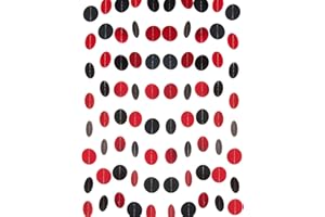 WEVEN Red and Black Paper Garland Circle Dot Party Garland Banner Streamer Backdrop Hanging Decorations, 2" in Diameter, Pack of 3, 30 Feet in Total