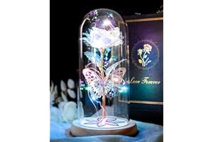 Beferr Gifts for Women Mom Birthday Gifts Galaxy Glass Rose Forever Preserved Flowers for Delivery Prime Artificial Eternal Rose in Glass Dome Mothers Day Moms Gift for Grandma Wife Daughter, Rainbow