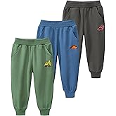 GFQLONG Toddler Boys 3 Pack Cotton Active Jogger Pants,Kids Cartoon Sweatpants Casual Lounging Bottoms