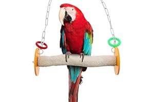 Sweet Feet and Beak Roll Bird Swing - Perch Bird Toys Trims Nails and Beaks, Safe and Non-Toxic Bird Cage Accessories for Small and Large Birds, Swinging Toys Birds Will Love, XL 11 Inches
