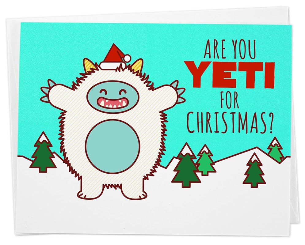 Amazon.com: Funny Christmas Card -&quot;Are you Yeti for Christmas?&quot;: Handmade