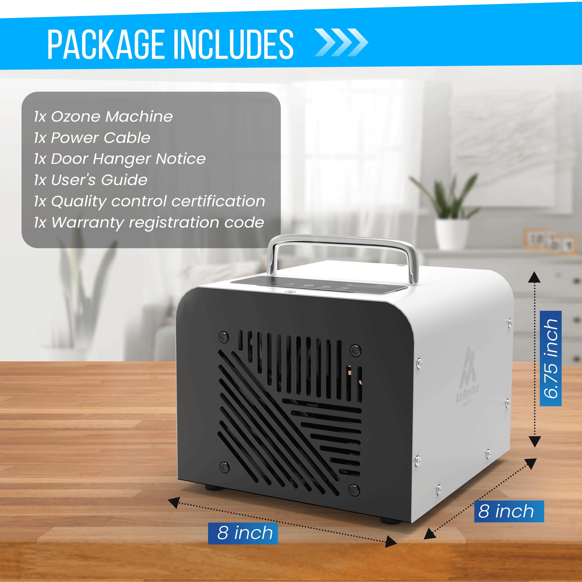 Ozone Generator- 100,000mg- Premium Ozone Odor Eliminator for home & commercial use- Portable Ozone Machine Odor Removal for Smoke, Pet & Other Smell- Large Areas Ionizer Air Purifier for Home, Car