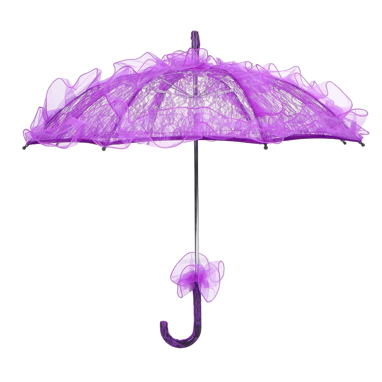 Zerodis Lace Umbrella, Wedding Bride Umbrella Unique Foldable Lace Fabric Parasol Classic Umbrella Art DIY Paper Umbrellas Performance Props Gift(Purple)