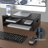 GRIFEMA GB1052 Wood Monitor Stand Riser with Smartphone Holder 2 Tier view 5