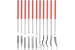 colomira Assorted Mini Diamond File Set, 10 PCS Flat Needle Square Round Shape Rifler Files for Metal Ceramic Stone Jewelry Rough Carving Glass Filing Wood Carving Craft