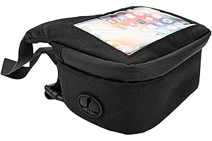 RidingRush Bike Handlebar Bag with Phone Holder – Waterproof Bicycle Handlebar Bag Front Frame Pouch with Touchscreen for Sma