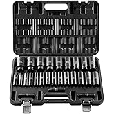 VEVOR Impact Socket Set, 26pcs x 1/2inch Metric 10mm-36mm Impact Sockets, 6-Point Deep Socket Rugged Construction High-torque, Cr-V 1/2 Inches Drive Socket Set Impact with a Storage Cage