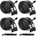 4 Pack 16"/ 20"/ 24"/ 26" x1.75/1.95/2.10/2.125 Bike Tubes with 2 Tire Levers, Bicycle Inner Tube Schrader Valve, Bike Inner Tube for Road/MTB/Kids Bike by Hydencamm (4 of One Size)