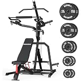 Leverage Gym Home Gym System Workout Station Squat Rack with LAT Pulldown | Upgraded Weight Plate Holder No Slide Off, Multi Function Squat Rack and Pulley System, US Team Service, 6 US Warehouses