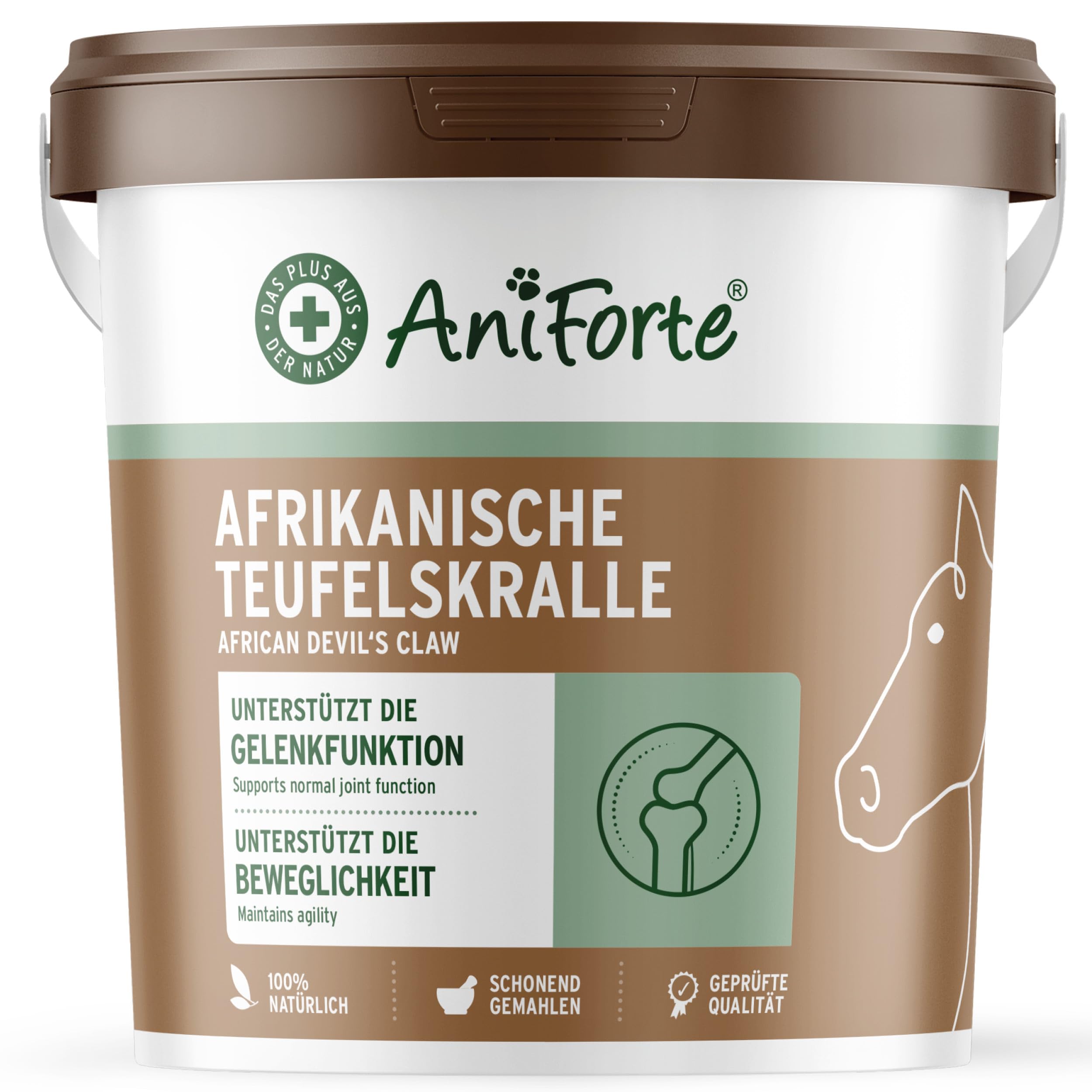 AniForte Gelenk Aktiv Teufelskralle Gelenkpulver für Pferde 1kg - Devil claw powder for tendons & ligaments, support of mobility & joint function, Devil claw for horses
