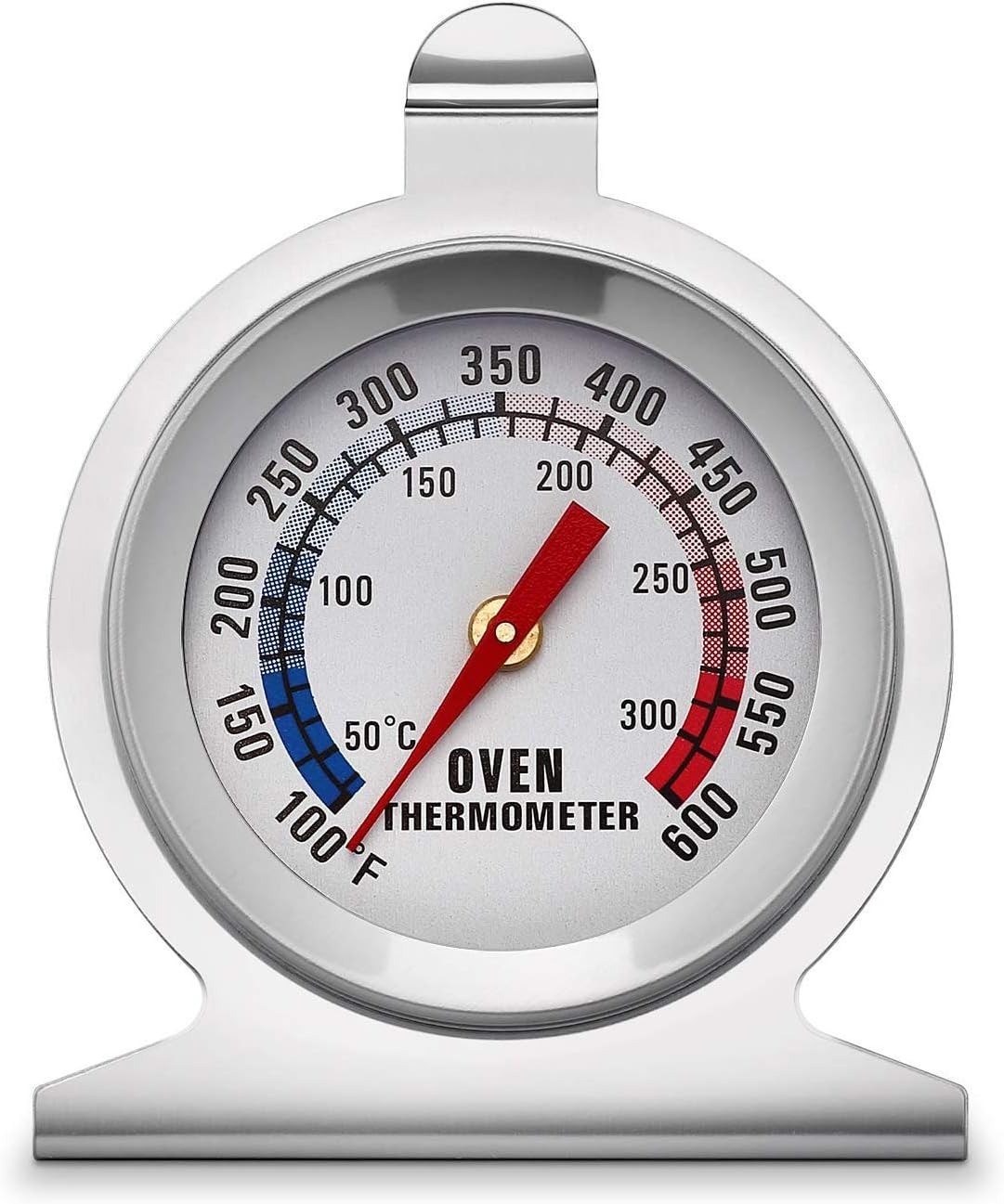 VonShef Precision Oven Thermometer Stainless Steel Hang or Stand in