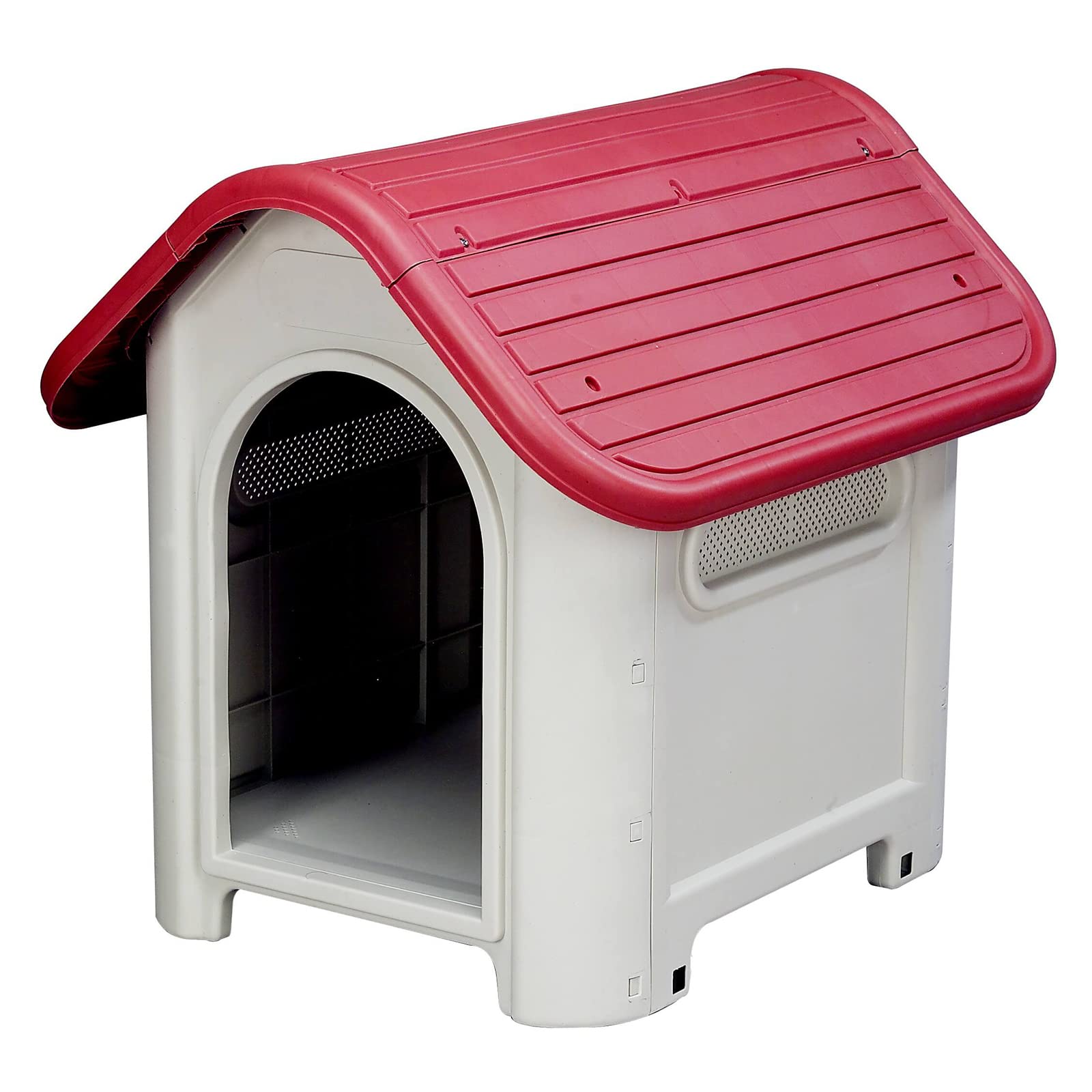 Small Dog Kennel Gardiun Kira 59x75x66cm Made of Resin Beige/Red