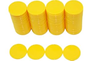 SmartDealsPro 1 inch/25mm Opaque Plastic Learning Counters Mini Poker Chips Games Tokens with Storage Box (Yellow)