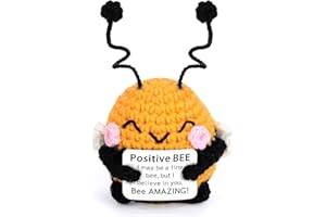 Megele Mini Positive Crochet Animals Bee, Cute Handmade Back to School Teacher Graduation Birthday Gifts for Women Men, Funny Emotional Support Crochet Honey Bumble Bee Stuff Decor