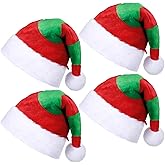 Kenning 4 Pcs Christmas Elf Santa Hat for Adults Red and Green Sant Hat for Unisex Adults Xmas New Year Festive Holiday Party