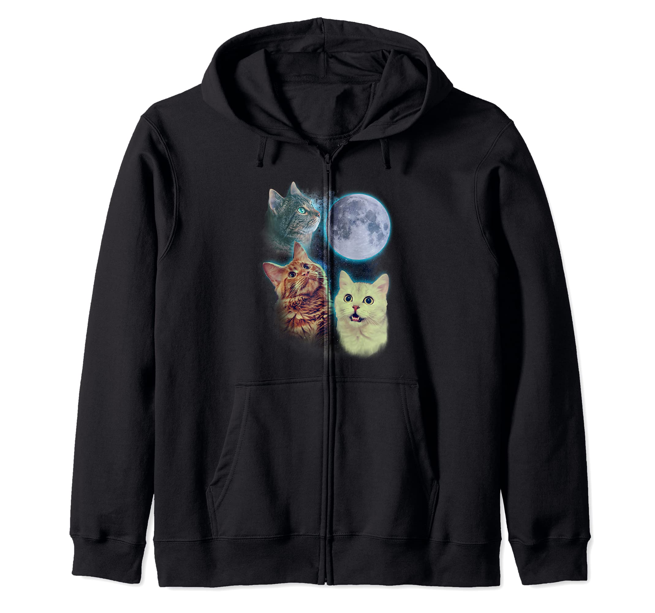 Three cat moon Zip Hoodie