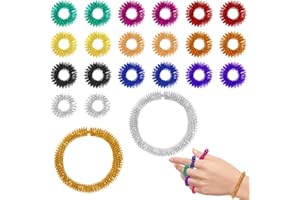22 Pieces Acupressure Rings,Anxiety Ring,DanziX Spiky Sensory Finger Rings Set Stress Relief Fidget Sensory Toys Massage Ring