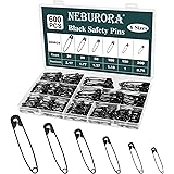 NEBURORA 600Pcs Black Safety Pin Assorted Size Safety Pin Small and Large Safety Pins for Clothes Home School Office Sewing C