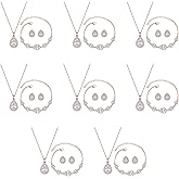 SPRJF Bridesmaid Jewelry Set for Women,18K Gold & Silver & Rose Gold Pendant Necklace Earrings Bracelet Set,Dainty Gift for Wedding/Proposal/Party/Prom/Anniversary