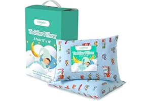 Celeep Microfiber Toddler Pillows with Pillowcases, 13x18 Inches Soft Organic Toddler Bedding - Kids Pillows for Sleeping - Small Pillow, Blue, 2 Count (Pack of 1)