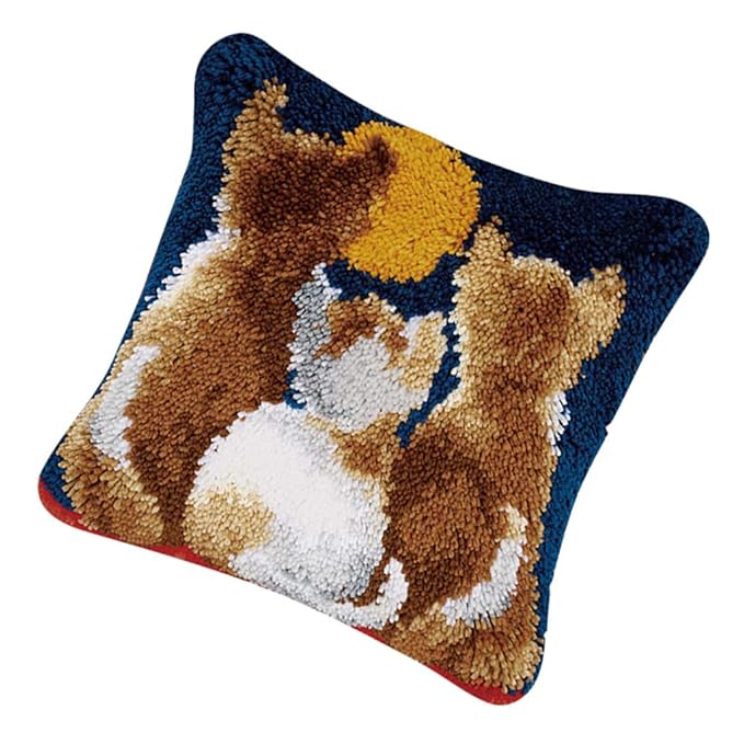 sharprepublic DIY Latch Hook Kit Rug Making Crafts for Kids/Adults Cute Animals Cats Latch