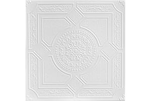 À LA MAISON CEILINGS A La Maison Ceilings R30 Kensington Gardens Foam Glue-up Ceiling Tile (21.6 sq. ft./Case), Pack of 8, Plain White