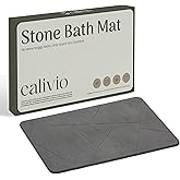Calivio Quick Dry Shower Stone Bath Mat, Super Absorbent & Non-Slip 24 x 16 Inch Diatomaceous Earth Mat, Durable & Easy to Clean Diatomite Bath Mat for Bathroom Floor/Kitchen (Charcoal Gray)