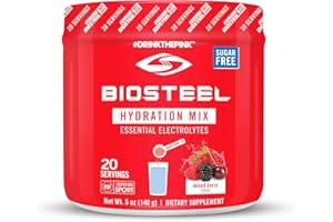 BIOSTEEL SPORTS BioSteel Zero Sugar Hydration Mix, Great Tasting Hydration with 5 Essential Electrolytes, Mixed Berry Flavor, 20 Servings per Tub