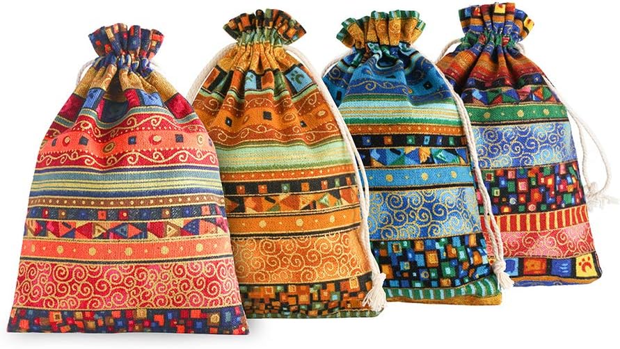 SumDirect 20Pcs Egyptian Ethnic Style Linen Burlap Bag
