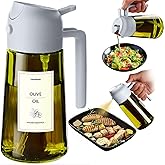 TrendPlain - Original 16oz/470ml Olive Oil Dispenser Bottle for Kitchen Gadgets and Air Fryer Accessories - Olive Oil Sprayer for Cooking w/Stickers - Ash